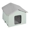 VEVOR Heated Cat House Foldable Kitty Shelter with Heated Pad Green Middle