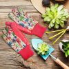 Floral Gardening Gloves for Women, Medium 9" Long, 6 Pairs of Pink Women's Gardening Gloves with Knit Wrist, Bright Print, Delicate Cotton Work Gloves