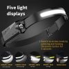 Rechargeable LED Headlamp ,COB230¬∞ Wide Beam Head Lamp , 5 Modes of Lightweight Head lamp with Motion Sensors, Type-C USB Charging Headlamps