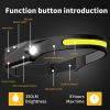 Rechargeable LED Headlamp ,COB230¬∞ Wide Beam Head Lamp , 5 Modes of Lightweight Head lamp with Motion Sensors, Type-C USB Charging Headlamps