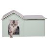 VEVOR Heated Cat House Foldable Kitty Shelter with Heated Pad Green Large