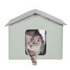 VEVOR Heated Cat House Foldable Kitty Shelter with Heated Pad Green Middle