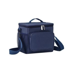 Portable Oxford Lunch Boxes One Shoulder Fresh-Keeping Bags (Color: Dark blue)